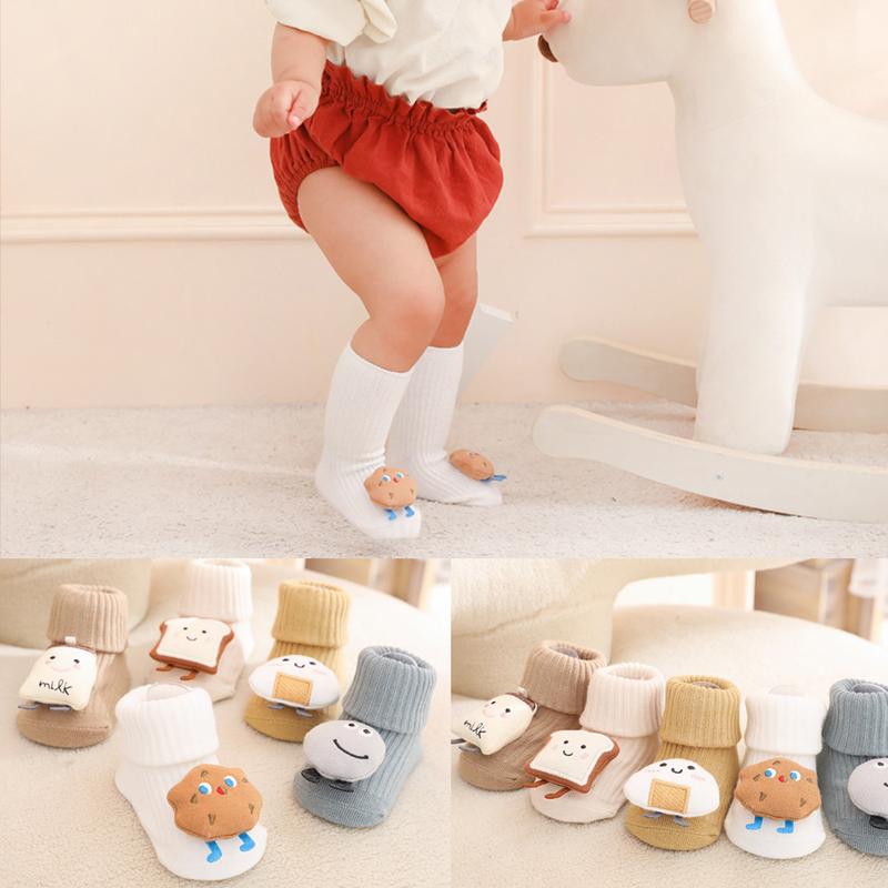 YIG8   1 Pair Cartoon Baby Socks Children Breathable Knee Length Socks Solid Color Non-slip Floor Walking Socks Cotton Stocking 4