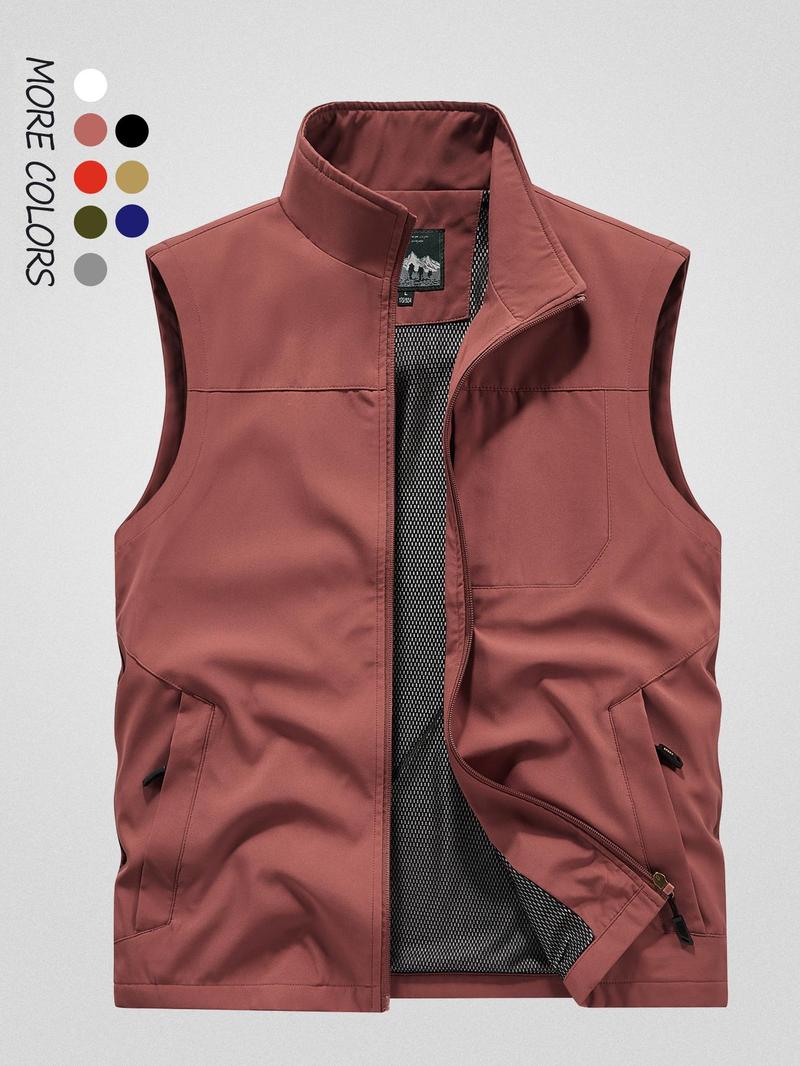Product Introduction of Men's Solid Color Hooded Vest Jacket, Regular Fit Casual Outdoor Fishing Camping Multi-pocket Sleeveless Outerwear for Daily Wear, Fashion Men's Clothes for All Seasons, Tops, Vest Coat 6
