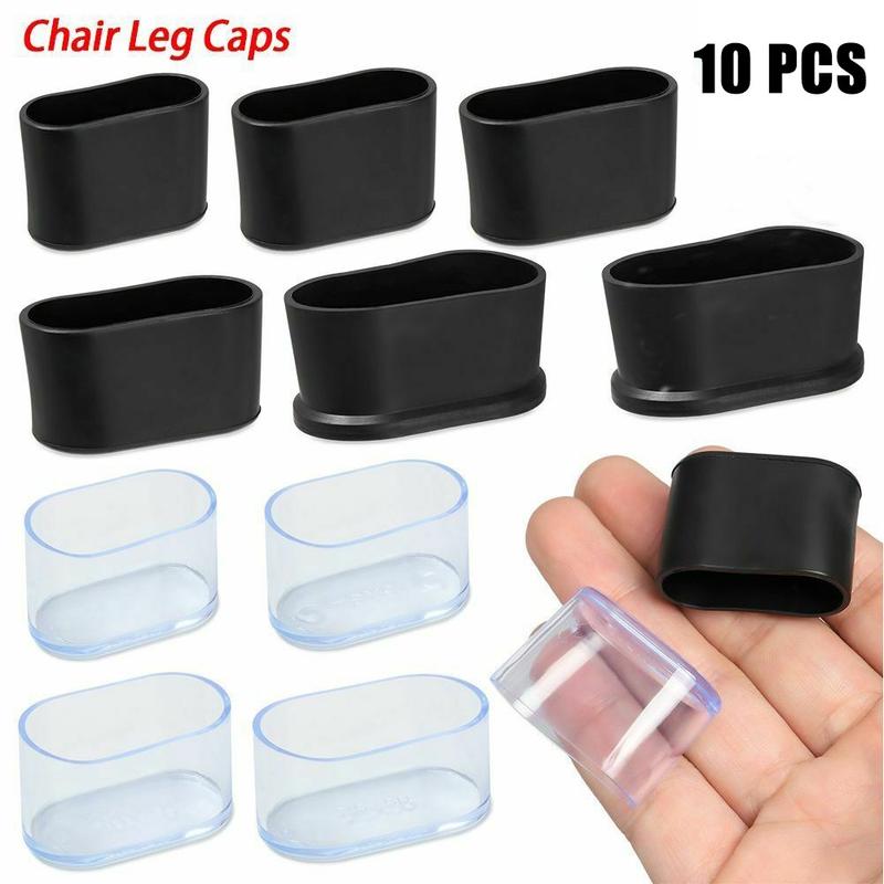 10Pcs Chair Leg Cap Rubber Chair Leg Cap Oval Covers Furniture Table Feet Floor Protectors Stool Furniture Foot Covers 0