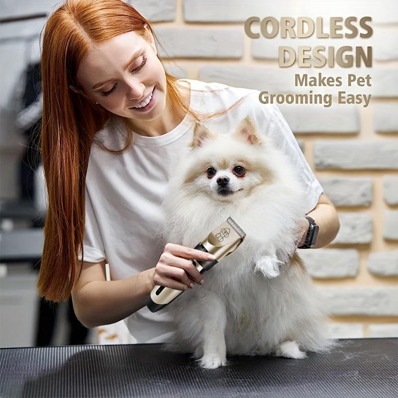 Product Introduction of USB Rechargeable Professional Dog Grooming Kit - Electric Clippers with Thick Ceramic Blades, Brush, Measuring Tool Set for Cats and Dogs 1