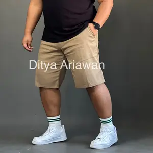 Celana Pendek Chinos Jumbo Stretch Katun Twill Short Pria Nyaman Santai