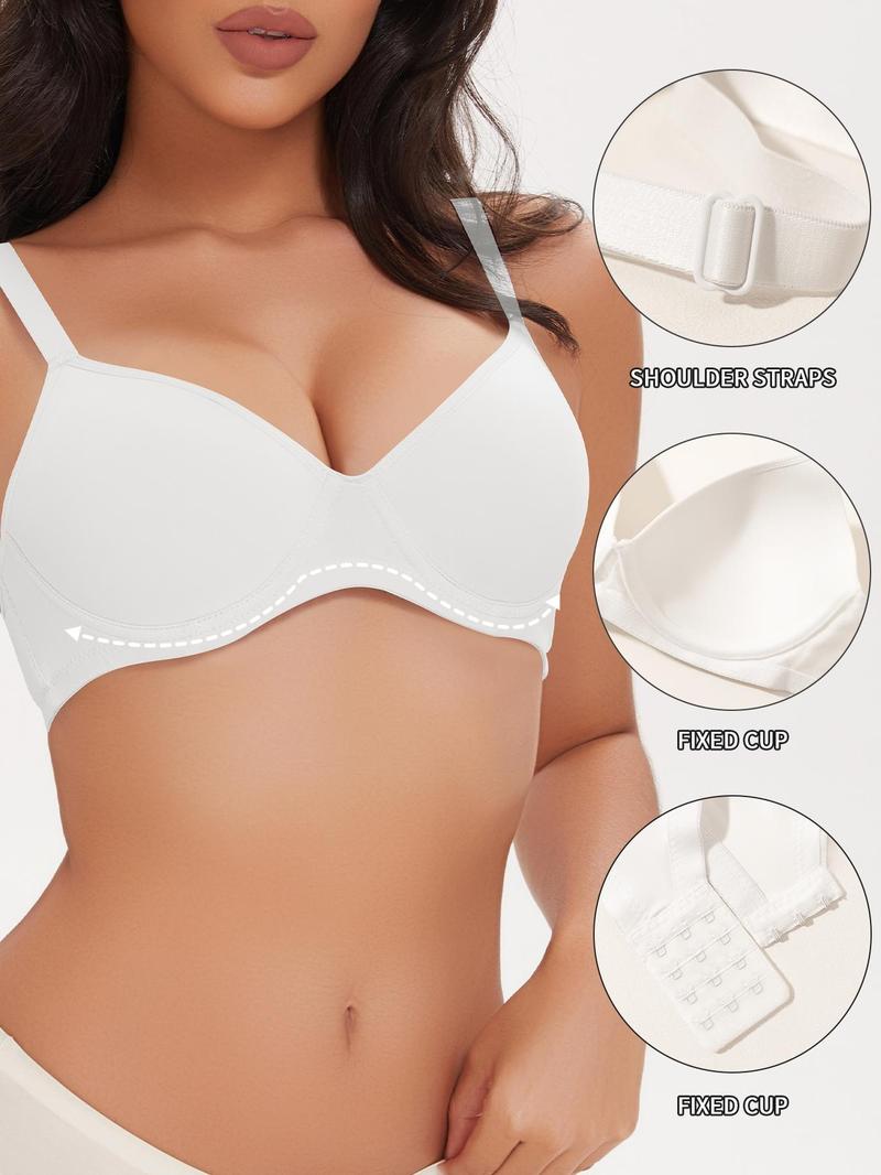Product Introduction of Women's Solid Adjustable Strap Underwire Bra, Breathable Comfortable Push Up Bra, Soft Lingerie for All Seasons 7