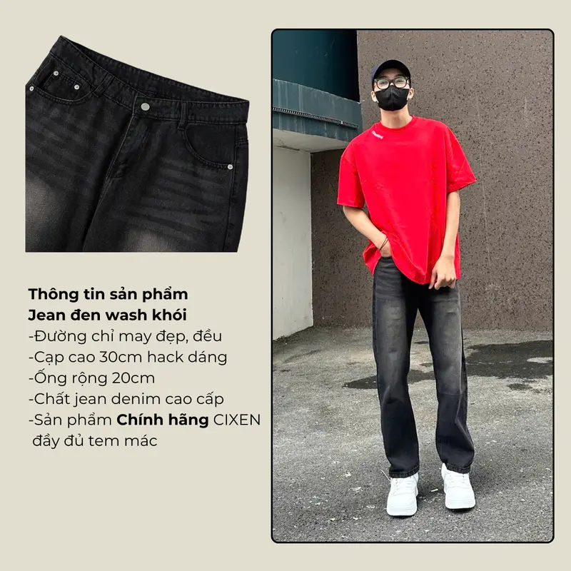 Quần jean nam ống suông CIXEN wash Màu Bụi rêu Cạp cao hack dáng streetwear size S-XXl Chất Liệu Jeans Denim, quần bò suông nam, quần baggy jean che khuyết điểm phù hợp 95% cân mọi loại dáng [QD2] 4