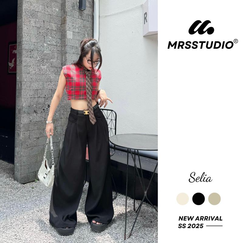 Quần ống rộng nữ MRS cạp cao túi sẻ ly MRQ119G Ruby 230gsm Voi Women