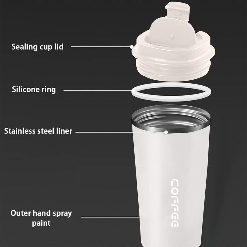 Vacuum Flask, 1 Count Double Wall Insulated Water Bottle, Convenient Stainless Steel Coffee Cup for Home Office 5