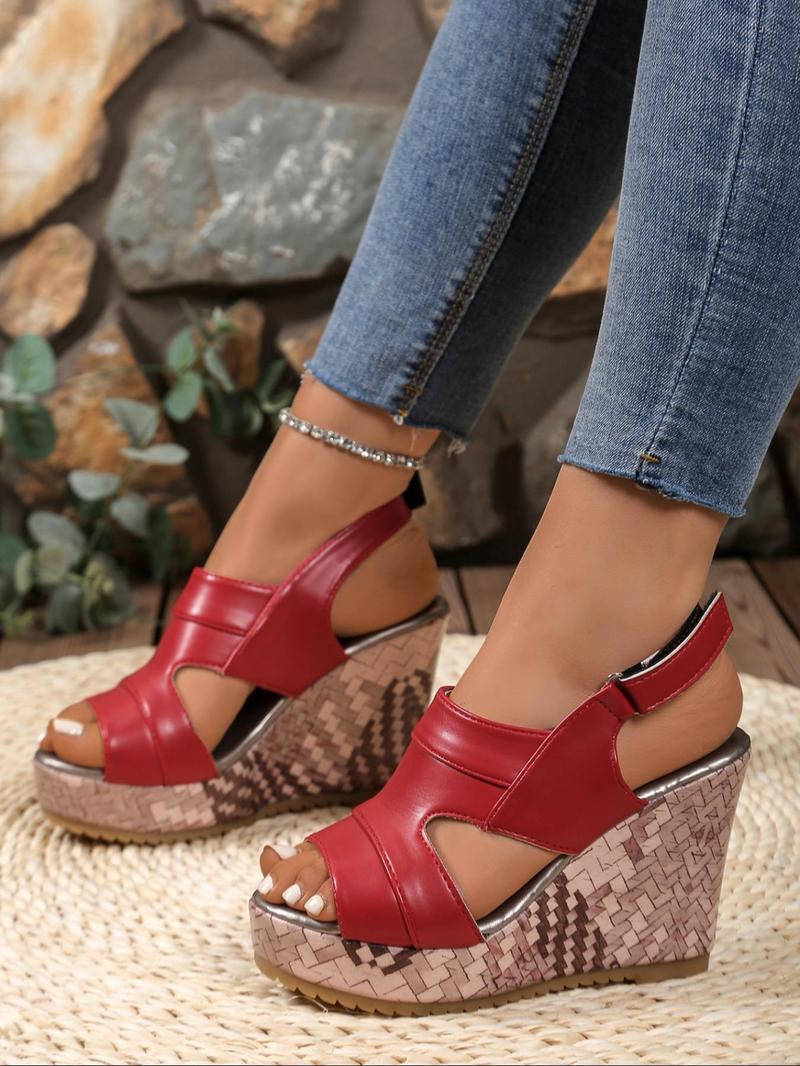 Product Introduction of Women's Fashionable Solid Color Platform Sandals, Casual Comfortable Wedge Sandals for Summer, Female All-match Shoes for Daily Wear, Girl 5