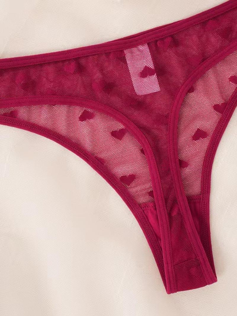 Product Introduction of Women's Heart Pattern Lace Thong, Breathable Comfy Panty for Daily Wear, Women's Underwear for All Seasons 2