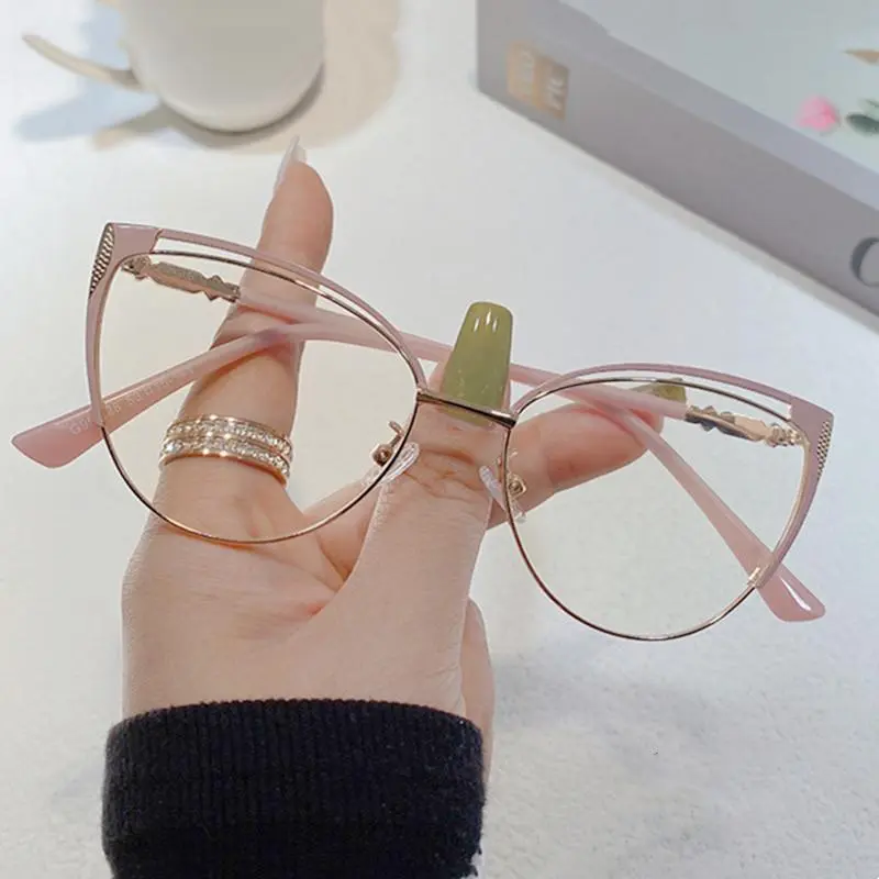 Ladies Retro Cat Eye Glasses Frame Brand Design Anti Blue Light Computer Goggles Women Fashion Eyewear Gafas Mujer Anti Luz Azul