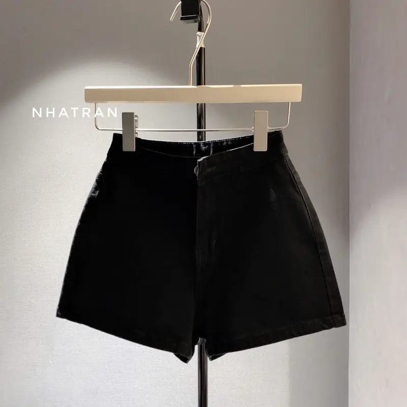 [CO DÃN] Quần short jean nữ phom ôm trơn cạp cao không túi trước Pants Women MS206 4