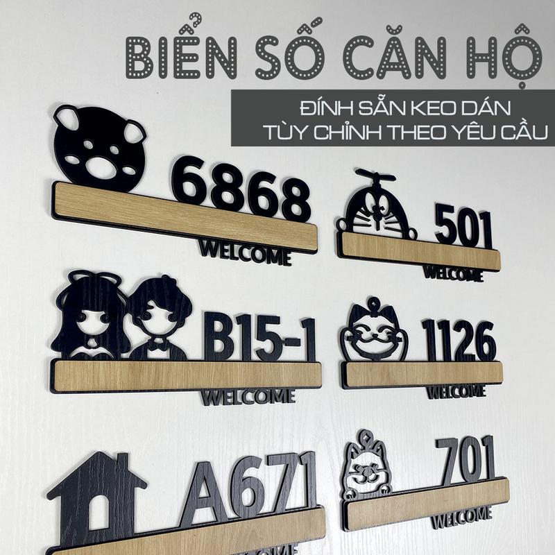 Bảng số nhà, homestay, biển số căn hộ bằng gỗ dán hoặc treo tường thiết kế theo yêu cầu decor theo phong cách vintage 8