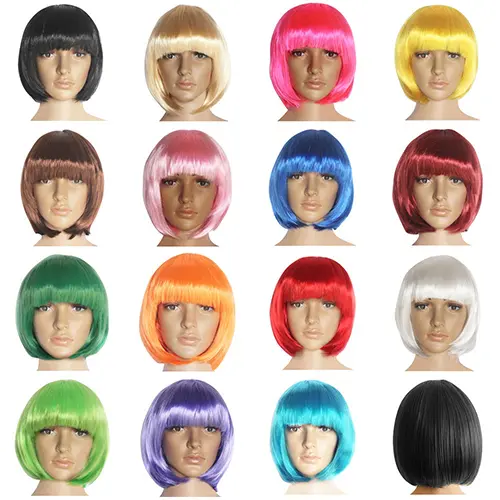 Tóc Giả Thời Trang Cho Nữ, Tóc Ngắn Thẳng, Đầy Đủ, Cosplay, Tiệc Tùng, Bob, Buổi Tối 1