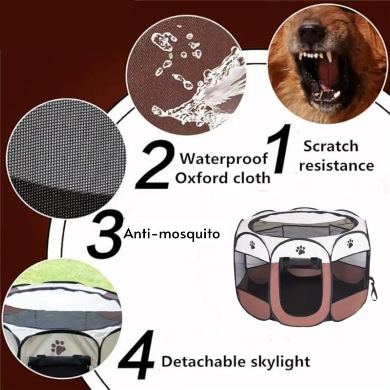 Portable Mesh Pet Gaming Cage, Waterproof Pet Playpens, Foldable Pet Cages for Small Dogs & Cats 5