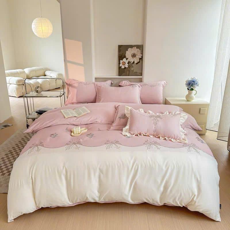 Bộ Vỏ 4 Món Chăn Ga Gối Cotton 160S Mềm Mại Phù Hợp Cho Mùa Đông Tiểu Thư Kẹo Ngọt.