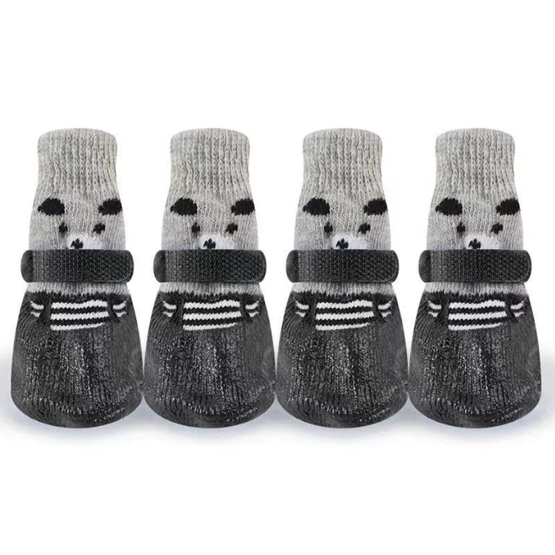 4 Pieces of Puppy Teddy Socks, Waterproof Cat Shoes, Scratch Resistant Foot Covers 5