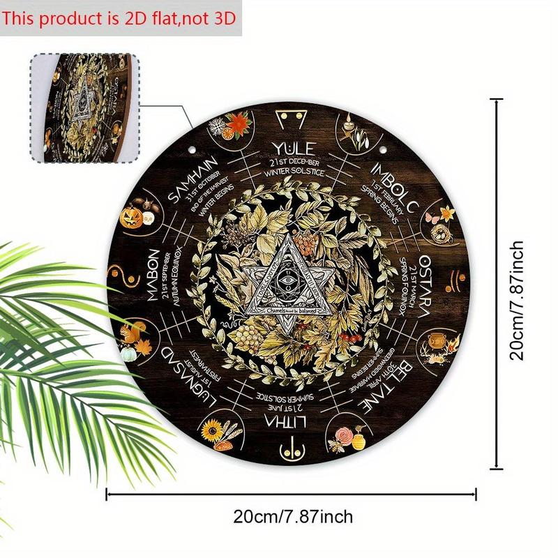 Product Introduction of Wooden Christmas Halloween Hanging Sign, 2D Relief Effect Artistic Wheel Year Wooden Wreath Sign, Hanging Decor for Yard Balcony Door 1