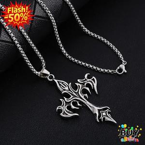 สร้อยคอจี้ไม้กางเขน สไตล์พังก์ สำหรับผู้ชายและผู้หญิง โซ่เหล็กไททาเนียม สร้อยคอคู่ย้อนยุค จี้เปลวไฟ โซ่เสื้อกันหนาว สไตล์ฮิปฮอปและ Y2K แฟชั่น สร้อย ผู้หญิง