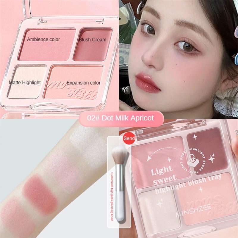Product Introduction of Bảng Màu Tạo Khối ánh, 4 Màu, Lâu Trôi, Lớp Hoàn Thiện Lì 3D, Phấn Mũi, Bảng Màu Tất Cả Trong Một, Để Làm Sáng Khuôn Mặt, Bắt Sáng, Bronze, Có Độ Bóng Cao, Phấn Mắt Màu Hồng Đào, Trang Điểm Khuôn Mặt Tự Nhiên, Đi Kèm Với Cọ Nữ Mỹ Phẩm 24