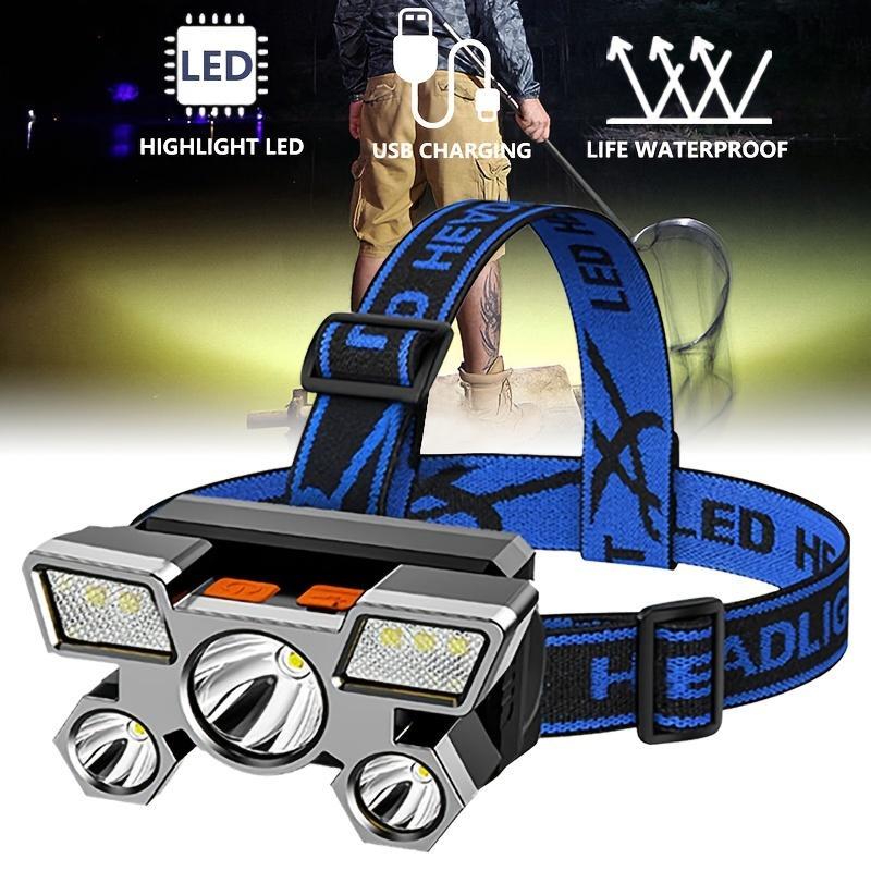 Portable Headlights, 5 Led Headlight, Outdoor Water Hiking Camping Light, Durable Headlight, Camping & Hiking Equipment 2