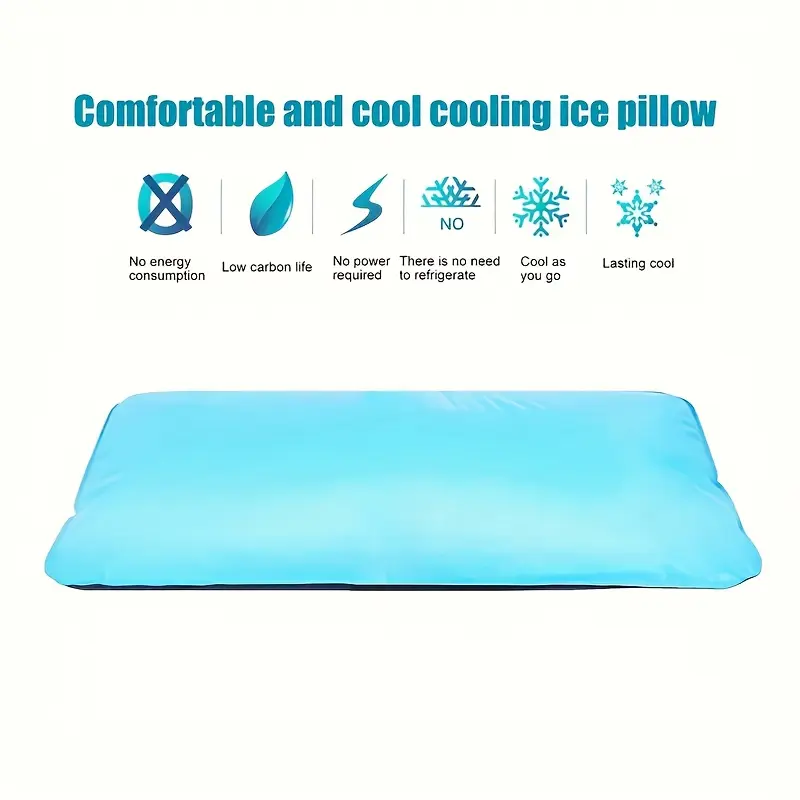 1 Piece Cooling Gel Pillow Core - Four Seasons Comfortable, Knitted Polyester Fiber Fabric, Neck Support, Machine Washable, Blue, 180-200 g/m², Perfect for Home Bedding 3