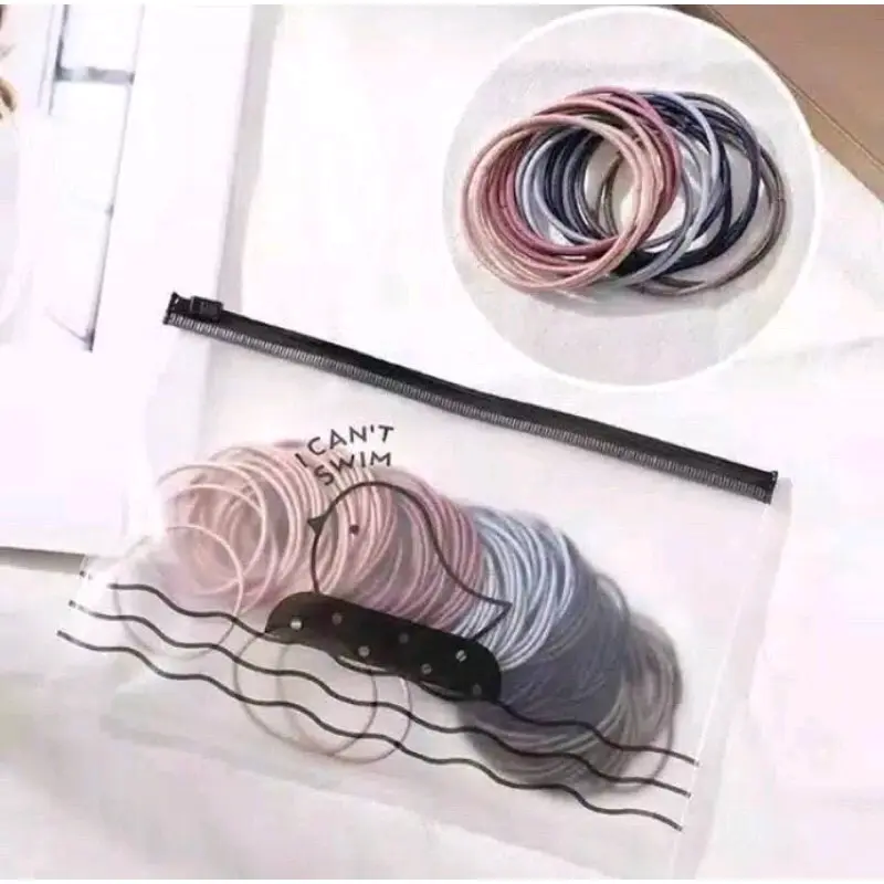 isi 100 ikat rambut/ikat rambut free pouch/scrunchie scruncies 0