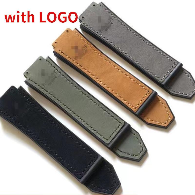  Dây Da Cho Hublot BIG BANG Thời Trang Cổ Điển Mờ Dây Đeo Bằng Da Thật Vòng Đeo Tay Thể Thao Nam Phụ Kiện Đồng Hồ 19 * 25Mm 