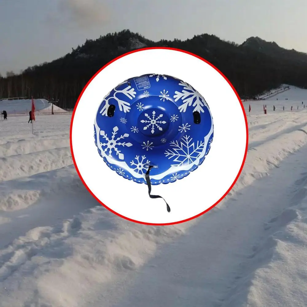 Inflatable Snow Tube Blue Cute Winter Sledding Toy with Drawstring for Men Skiing Outdoor Activities Family Activities Sledding