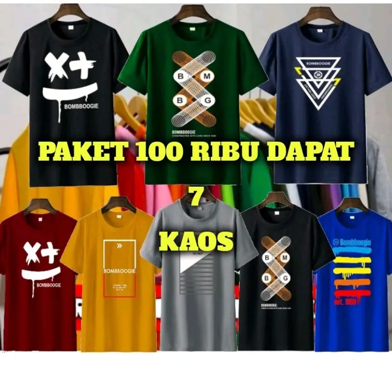 PAKET USAHA 100RB DAPAT 7 KAOS MOTIF DISTRO COD GRATIS ONGKIR PROMO 7