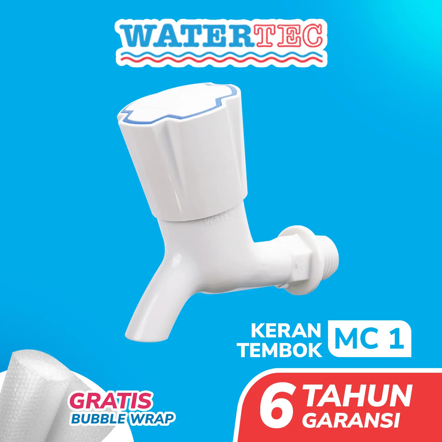 Watertec Keran Tembok 1/2" (MC1) - White / Kran Tembok / Kran Dinding / Kran Mandi / Kran Belimbing / Kran Bulat