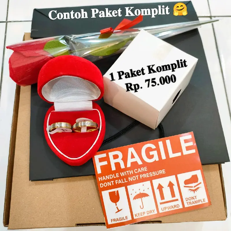 Et 5 COD Cincin Couple Titanium Silver Model Polos Tanpa Permata Stainless Steel Anti Karat Size 15-19 Free Box Mawar Paperbag 7