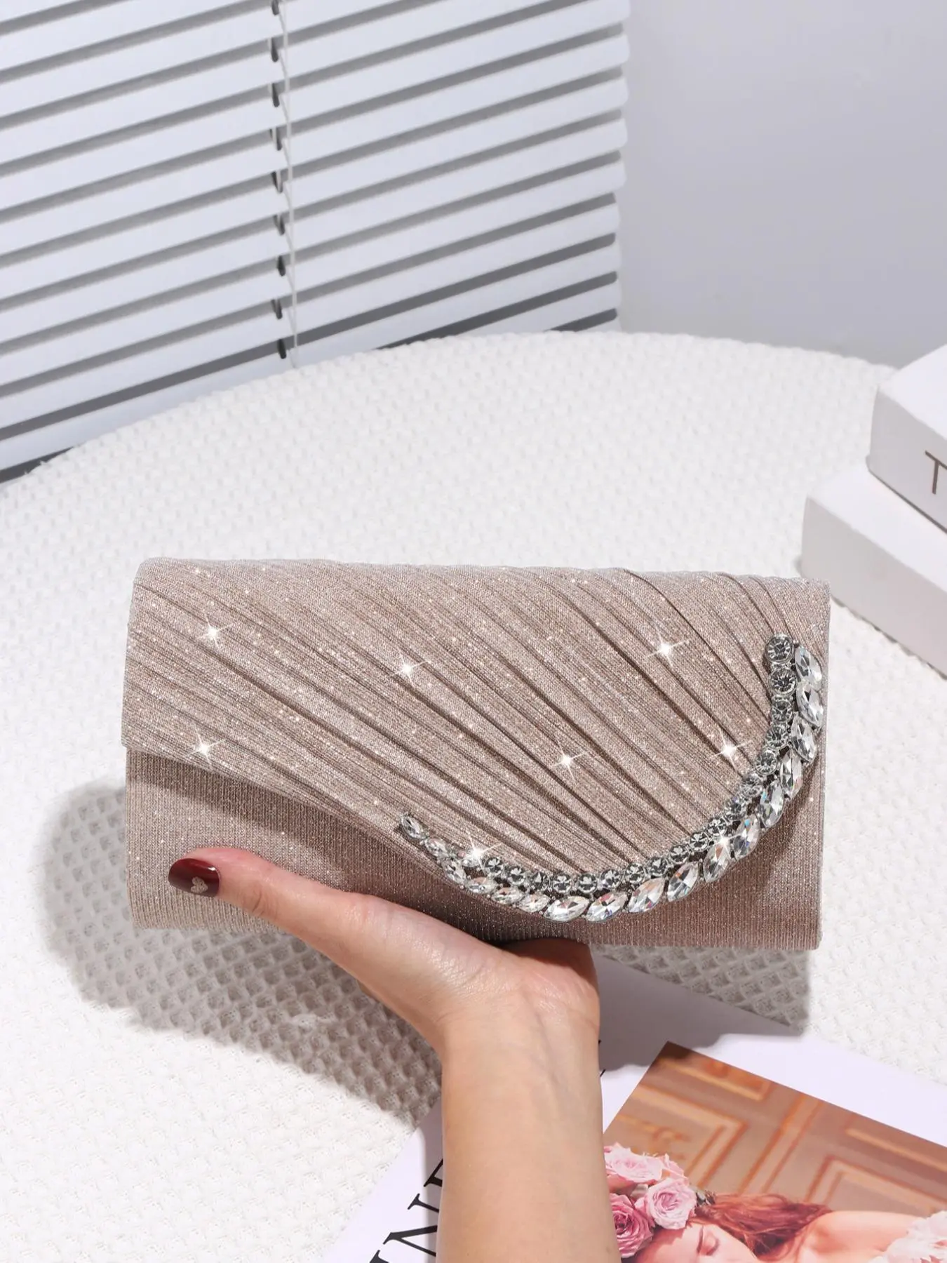 Women's Elegant Glittering Evening Bag, Exquisite Trendy Clutch Bag, Fashionable Bag for Party Decoration