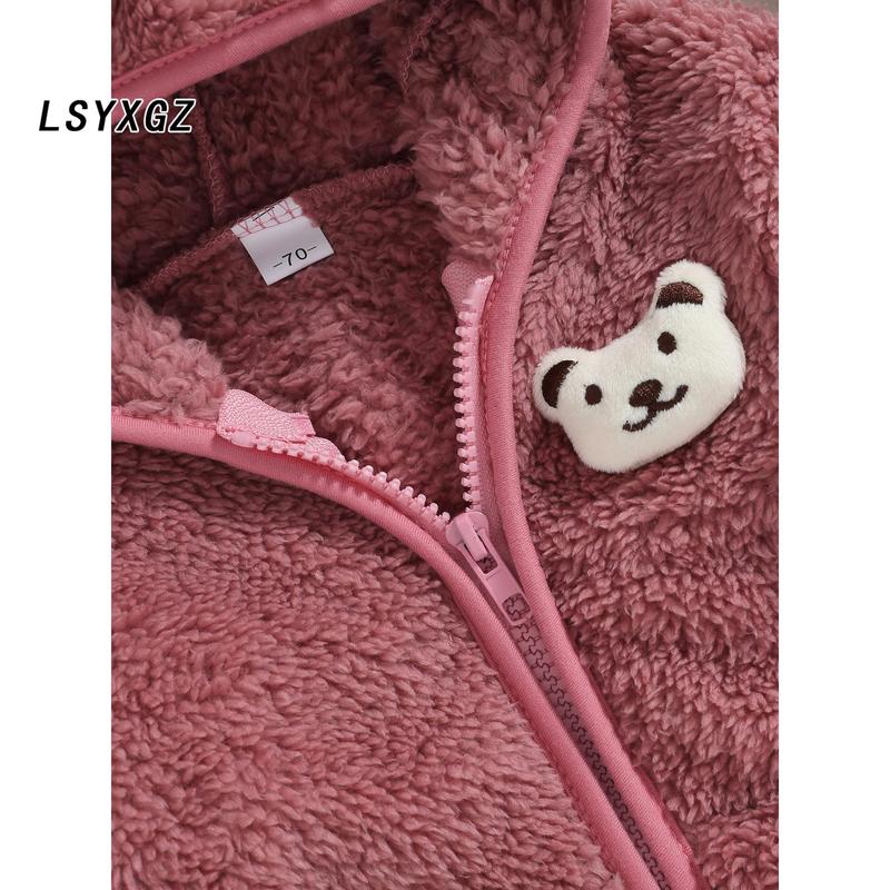 Girl Boy Winter Fuzzy Coat, 3D Bear Hooded Jacket Zipper Outerwear 3
