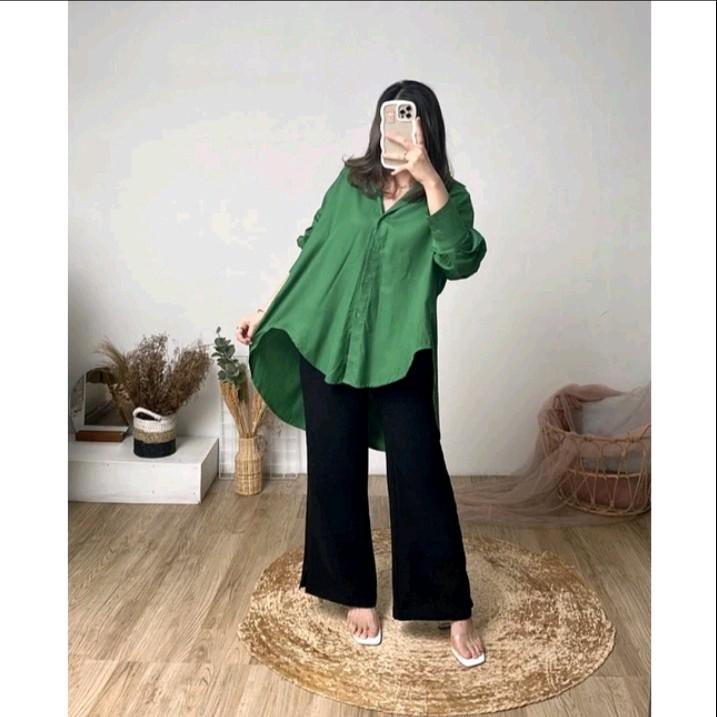 KEMEJA WANITA JUMBO POLOS LENGAN PANJANG LD 98 cm,LD 106 cm,LD 116 cm,LD 120 cm,LD 125 cm,LD 130 cm KEMEJA WANITA PERGI KULIAH, PERGI KERJA, JALAN SANTAI CASUAL FASHION TERBARU DAN KEKINIAN 2