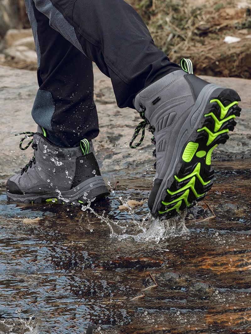 Product Introduction of Men's Colorblock Patchwork Lace Up Hiking Shoes, Casual Comfortable Breathable Non-slip Outdoor Walking Shoes, Lightweight Work Shoes for Camping & Outdoor Walking 1