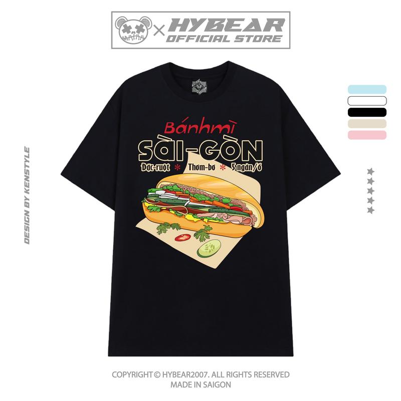 MUA 2SP TẶNG 1 TÚI TOTE Áo Thun Unisex HYBEAR - BANH MI SAIGON Doodle Artcraft 100% Cotton Nam Menswear Boxy Shirt áo thun ngày kỷ niệm 50 năm áo thun cờ việt nam