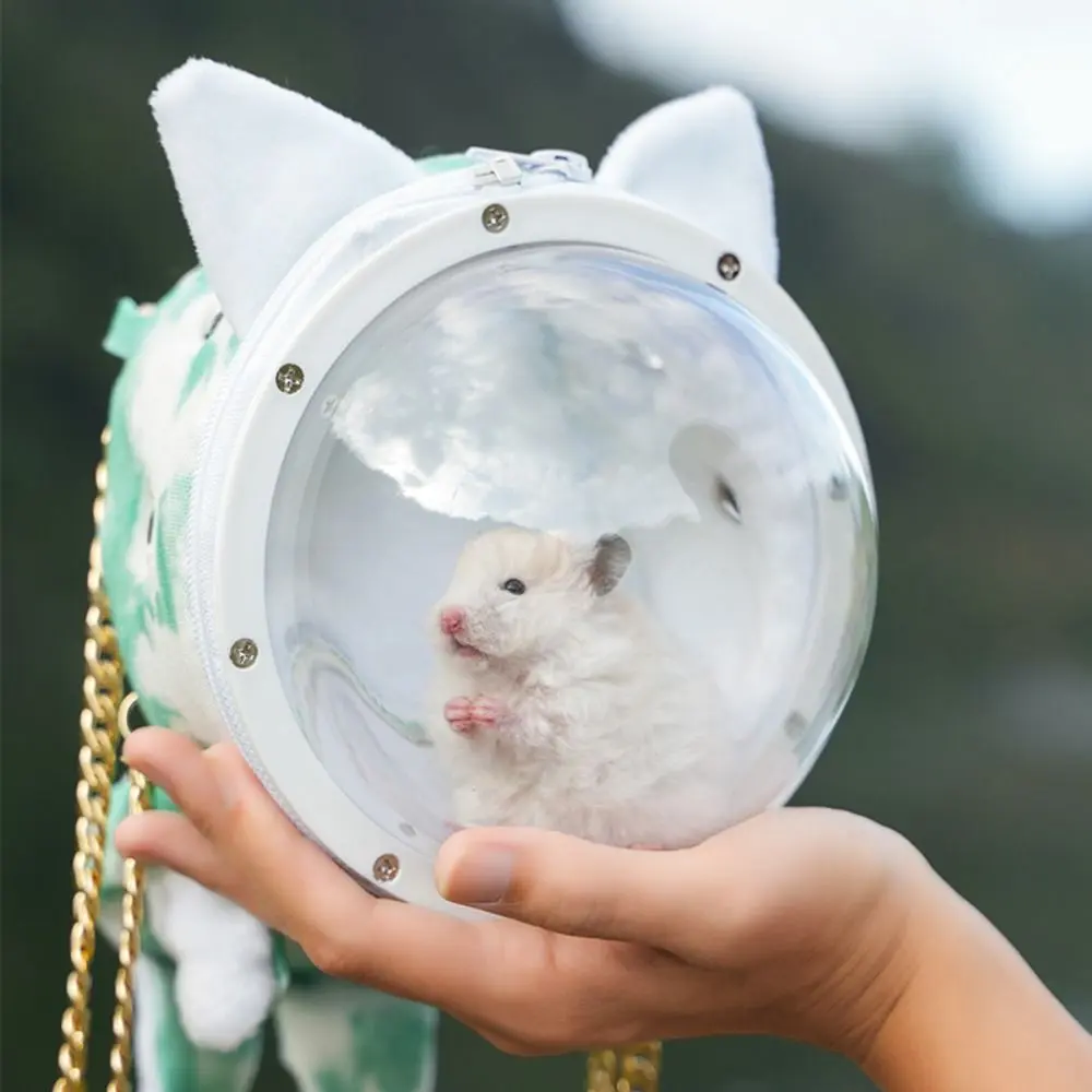 Squirrel Travel Handbag Transparent Hamster Travel Carrier Bag Cover Breathable Small Pet Travel Bag Portable Adjustable Metal Chain Hamster Carry Box Hedgehog