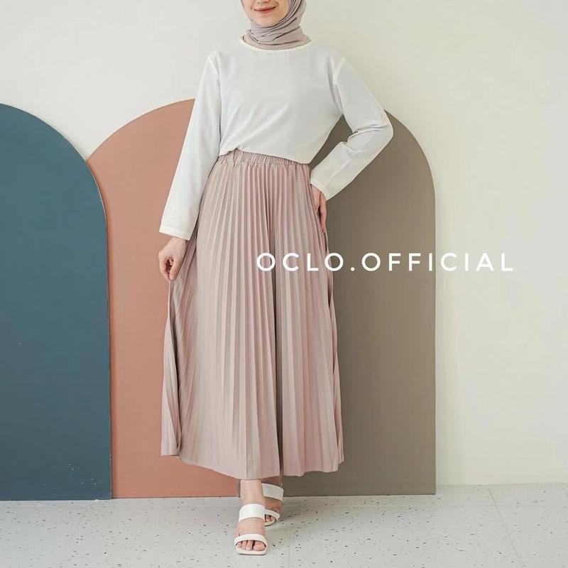 Oclo Plare Skirt Rok Wanita Flare Plisket Murah Casual Basic Dailywear 1