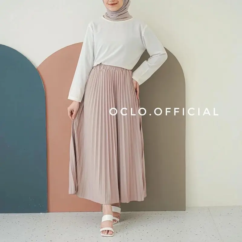 Oclo Plare Skirt Rok Wanita Flare Plisket Murah Casual Basic Dailywear 1