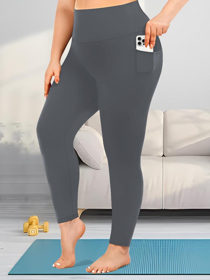 Product Introduction of 【Plus Size】 Solid Pocket Leggings, Summer 2025 Utah Girl Outfits, Casual High Stretch Skinny Pants, Trousers for Women, Leggings for Women, Going Out Summer Bottoms, Autumn Outfits 2025, Plz Order A Size Smaller, Winter Outfits, Gym Wear 7