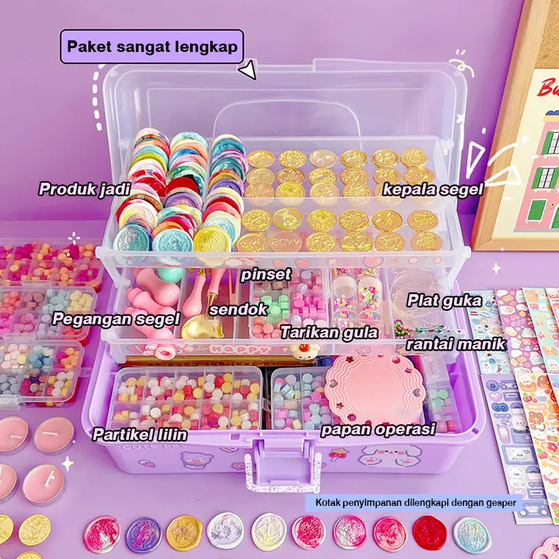 Set Cat Api Kepala: Kotak Alat Lengkap untuk Pemula dengan Partikel Lilin, Hadiah Kotak dengan Stiker Guka - Kreasi Menawan dengan Set Lengkap Cat Api Partikel Lilin Toys 3