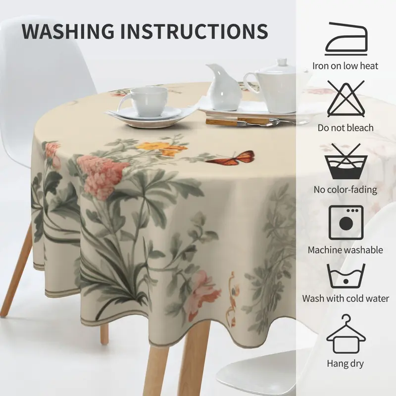 Floral Pattern Tablecloth, Rectangular Tablecloth, Table Decoration Supplies for Home Kitchen Dining Room, Vanity Decor Accessories 3