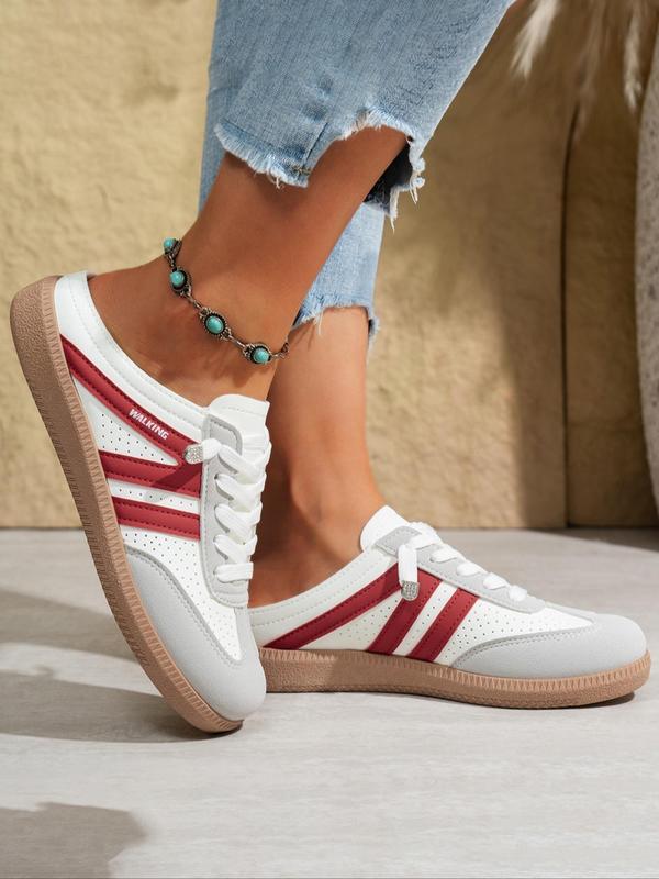 Women's Fashionable Lace Up Sneakers, Casual Breathable Comfortable Sports Slide, Female All-match Round Toe Shoes for Daily Wear, Closed 5