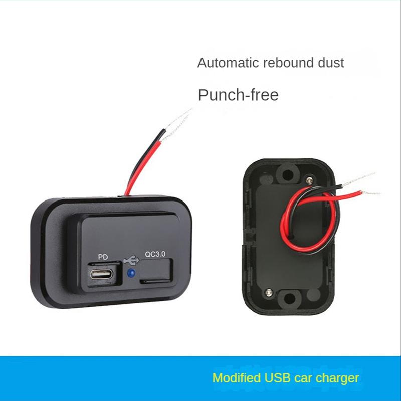 Overseas logistics and transportation,USB+PD Car Charger Socket 12V/24V USB Charging Splitter Outlet Power-Adapter for Motorcycle -Truck ATV Boat Car RV 8