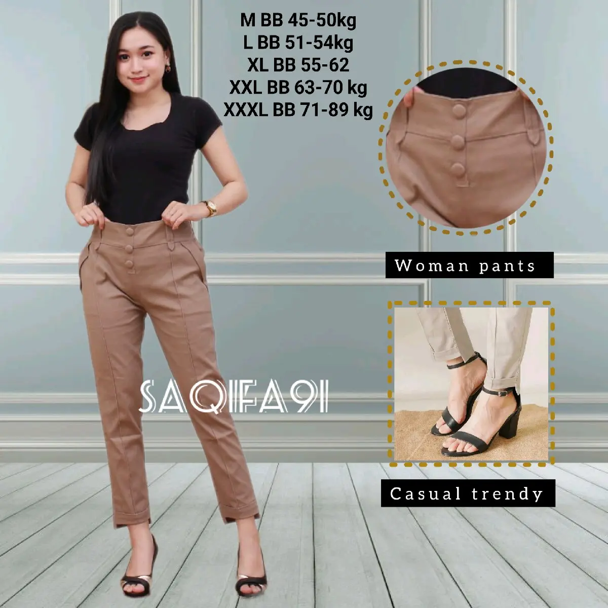 Celana Wanita Baggypants K3 Bahan Twill Combad Melar dan adem Diamond Kaki Combed Nyaman