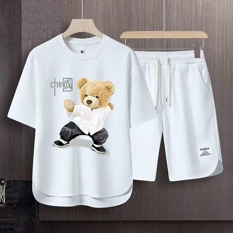 Sportswear Suit Men's Summer Short-Sleeved T-shirt Basketball Jersey Casual Shorts Two-Piece Korean Style Trendy 2025 0