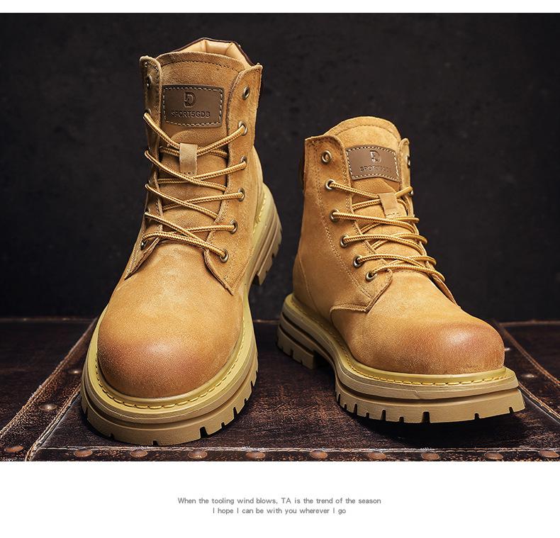 Product Introduction of Worker Boots Genuine Leather Retro Martin Boots for Women British Style High-Top Trendy Worker Boot Fashion All-Matching Girl Walking Shoes Shoes Footwear Comfort Fasciitis Decor Onyx sport  shoes  men tennis  shoes 19