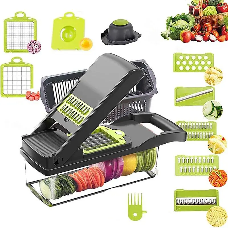 11 in 1 Multifunction Mandoline Slicer Vegetable Slicer Steel Cutter Handle Kitchenware Stainless Steel