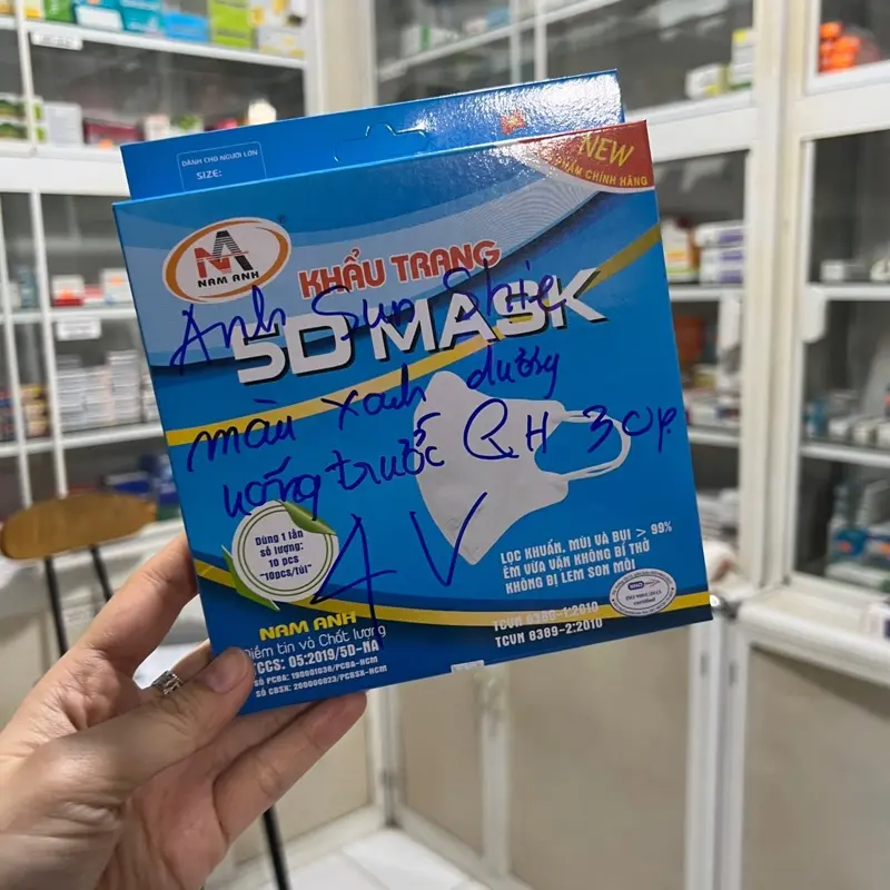 Khẩu trang 5D XANH DƯƠNG, quai co dãn đoàn hồi tốt, dễ sử dụng
