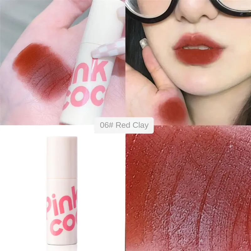 Son Kem Lì PINKCOCO, Bùn Môi Nhung Lì Son Môi Lê Đỏ Cà Phê Sữa Học Sinh 6