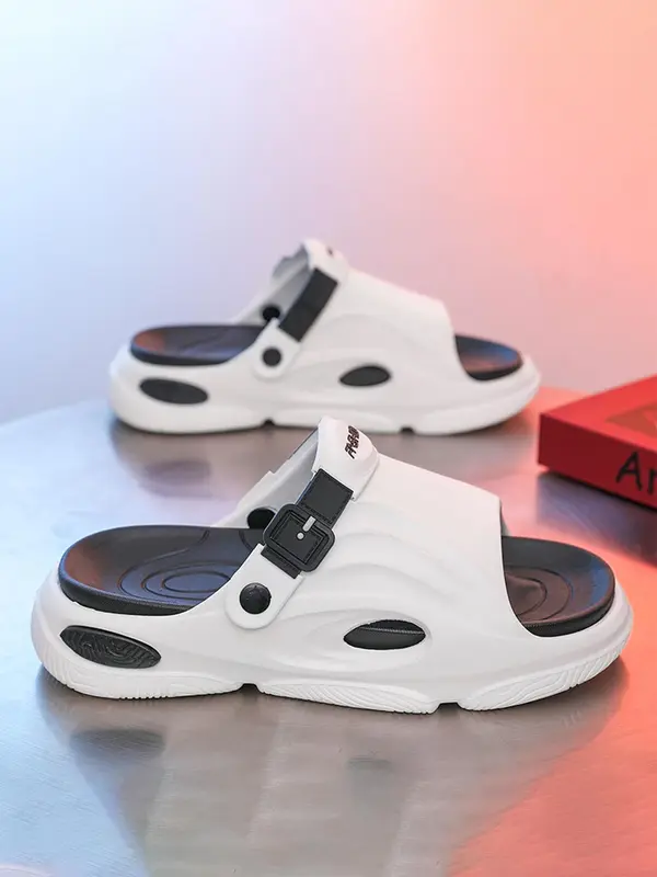 Men's Colorblock Patchwork Slides, Casual Soft Comfortable Home Slippers, Silent Anti-slip Slippers for Indoor & Outdoor Wear, Walking Shoes 4