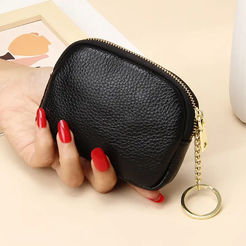 Hand-held zipper wallet for women, fashionable and cute solid color mini bag for storing coin purse